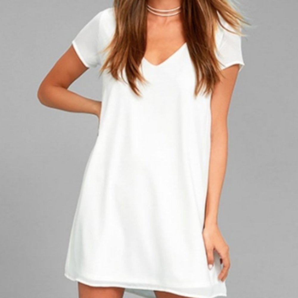 Lulu's Short Sleeve White Mini Dress